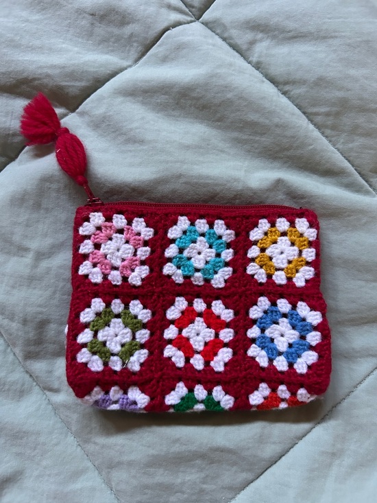 Hand Crafted Handbags - Handmade Crochet Granny Square Coin Purse